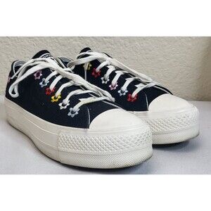 Converse Chuck Taylor All Star Platform Low Floral Embroidery Womens Size 6.5